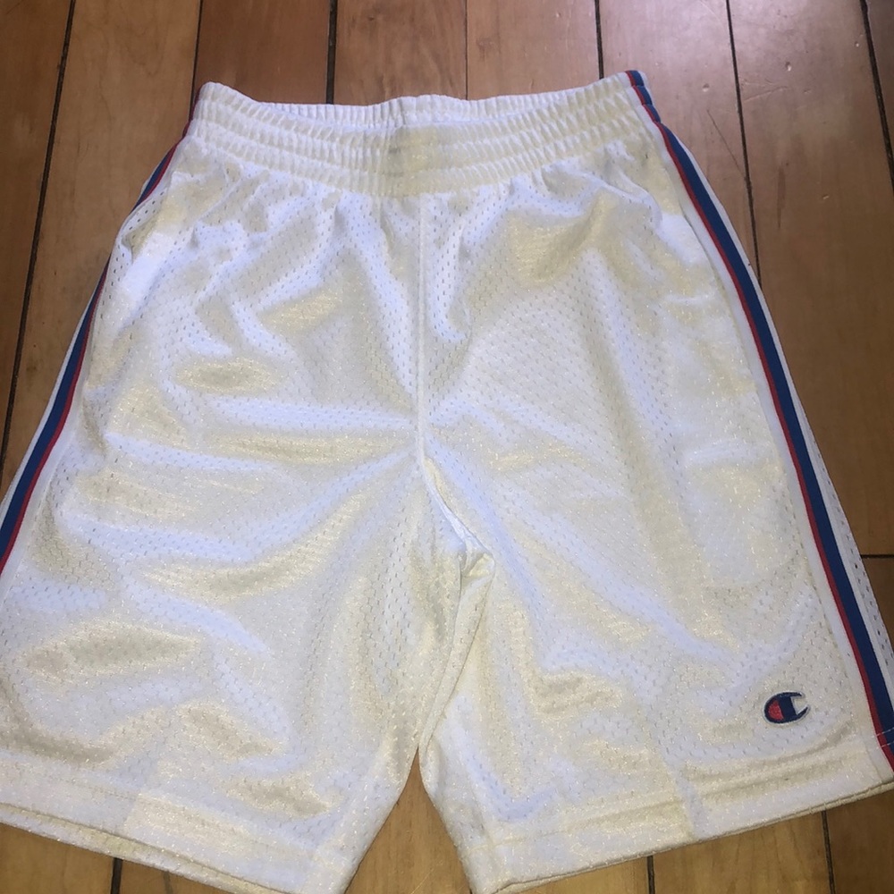 Boys/girls white mesh champion shorts